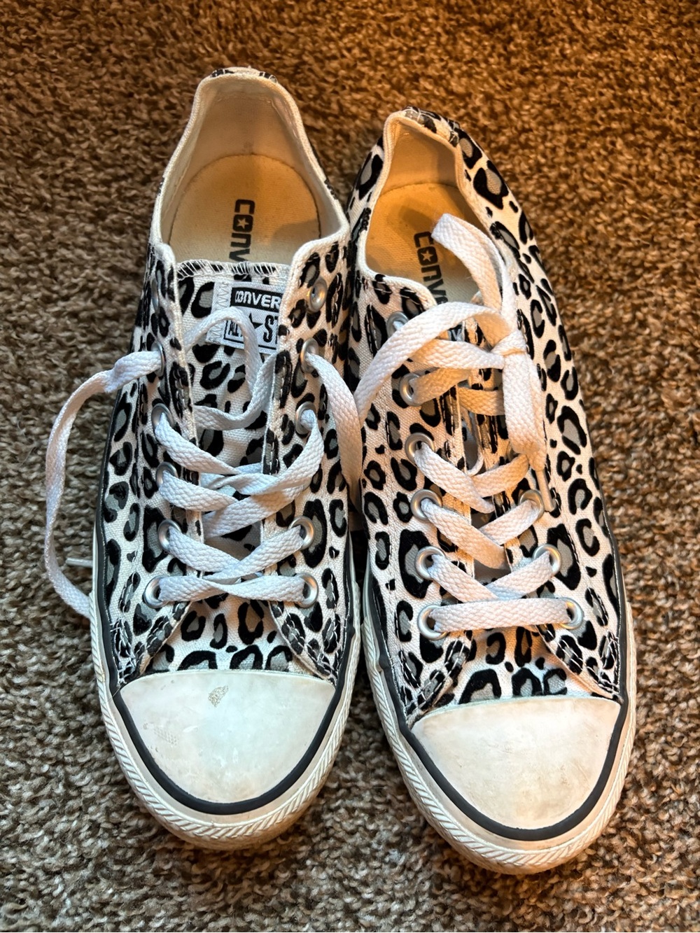 White Leopard Converse